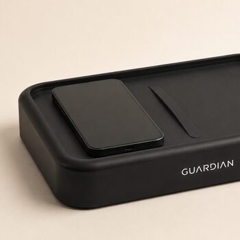 Phone resting on Guardian Ultrasonic